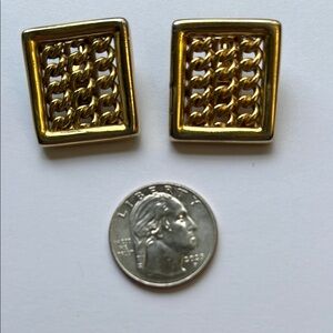 Monet brand Gold Square Clip On Earrings